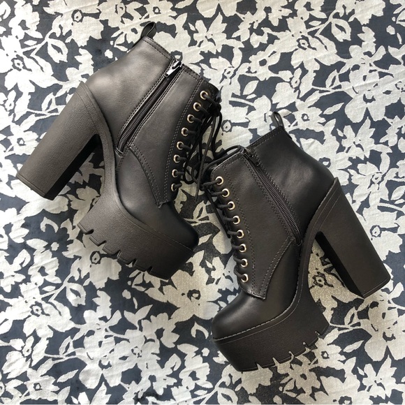 Black Chunky Ankle Boots - Picture 2 of 14